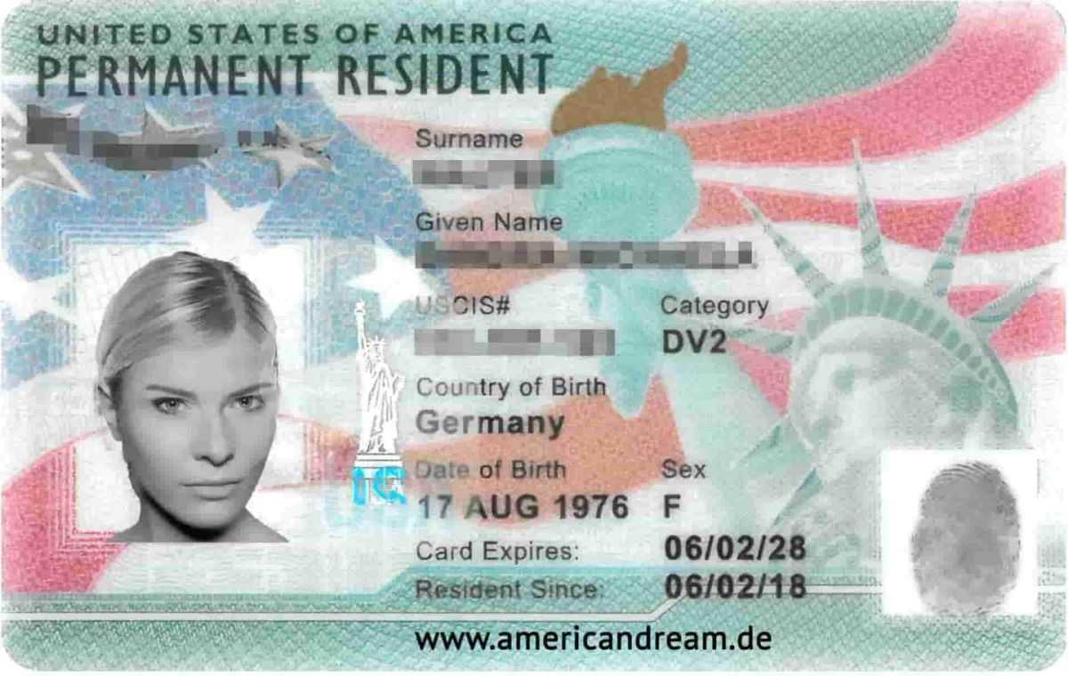 green card format