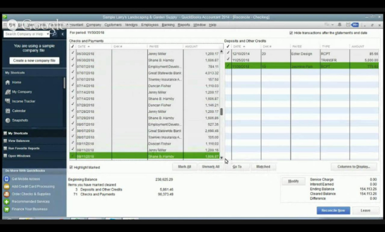 Reconcile in QuickBooks