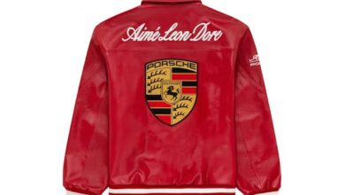 Aime Leon Dore x Porsche 993 Turbo Leather Club Jacket Tango Red